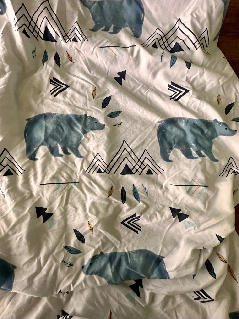 Set of 3 Infant Crib Sheets, Tribal/Woodland Theme (2 White, 1 Gray)